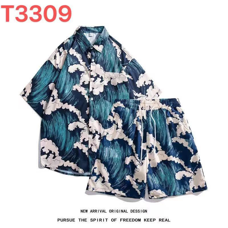 Thumbnail: Hawaiian Flower Shirt and Shorts Set