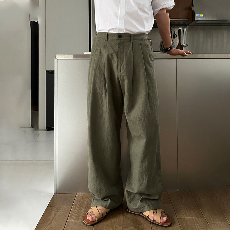 Thumbnail: Mens Linen Casual Wide Leg Pants
