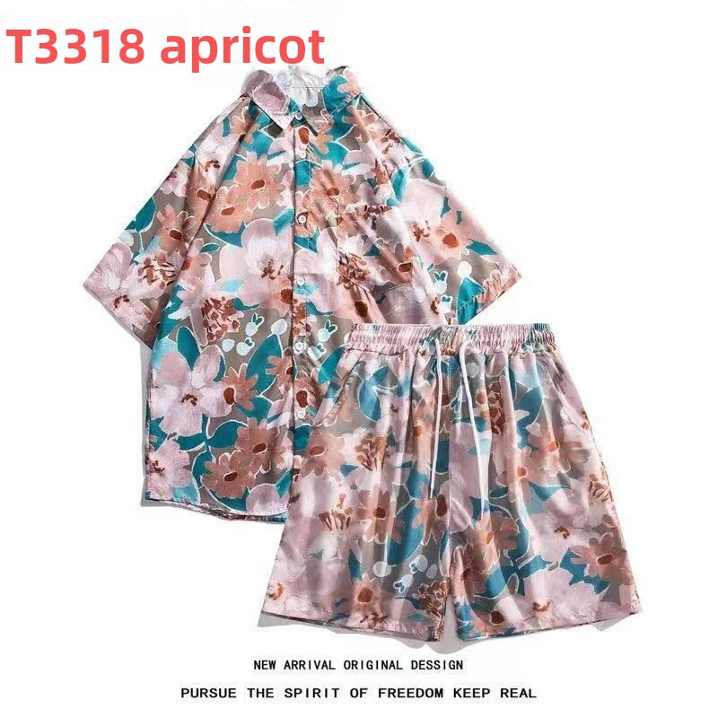 Thumbnail: Hawaiian Flower Shirt and Shorts Set