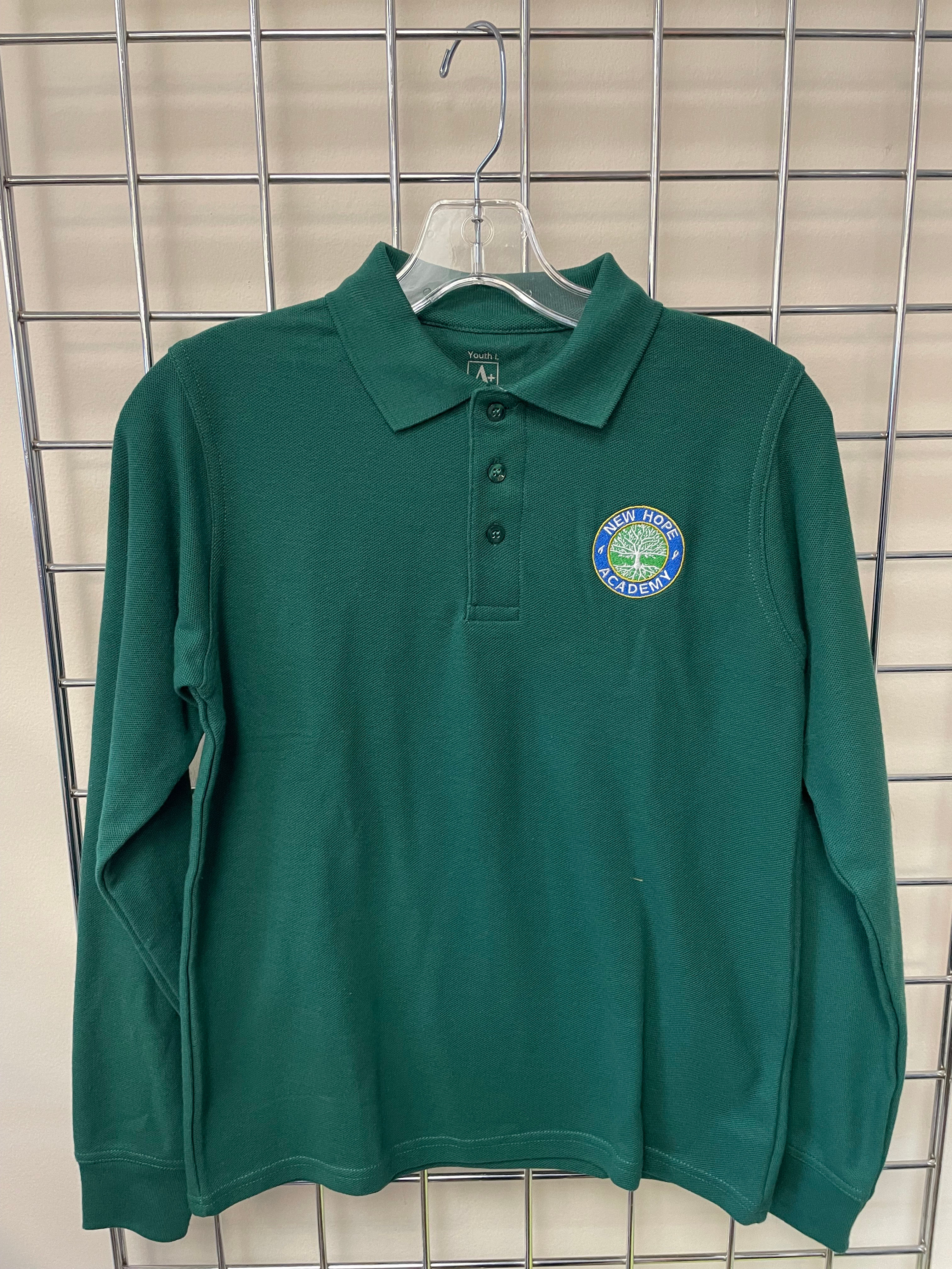 New Hope Academy SAI Youth Forest Green Long Sleeve Polo Shirt