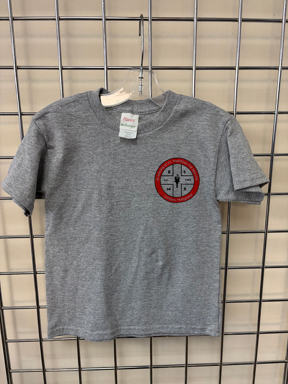 Saint Mathias Hanes Style Youth Gym T-Shirt Lt Steel