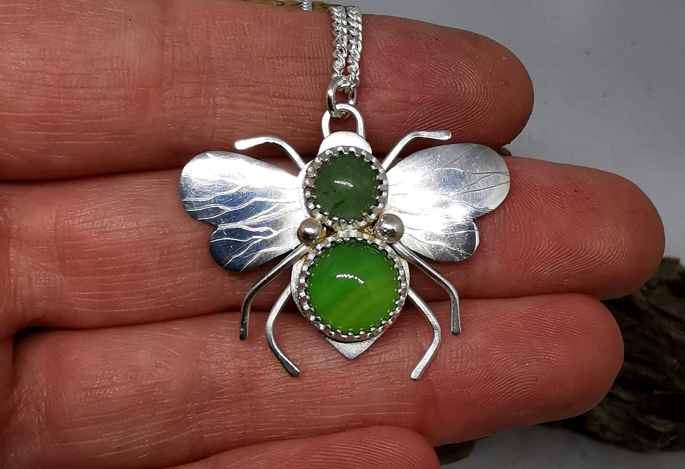 Thumbnail: Aventurine, Agate and Sterling Silver Bee.