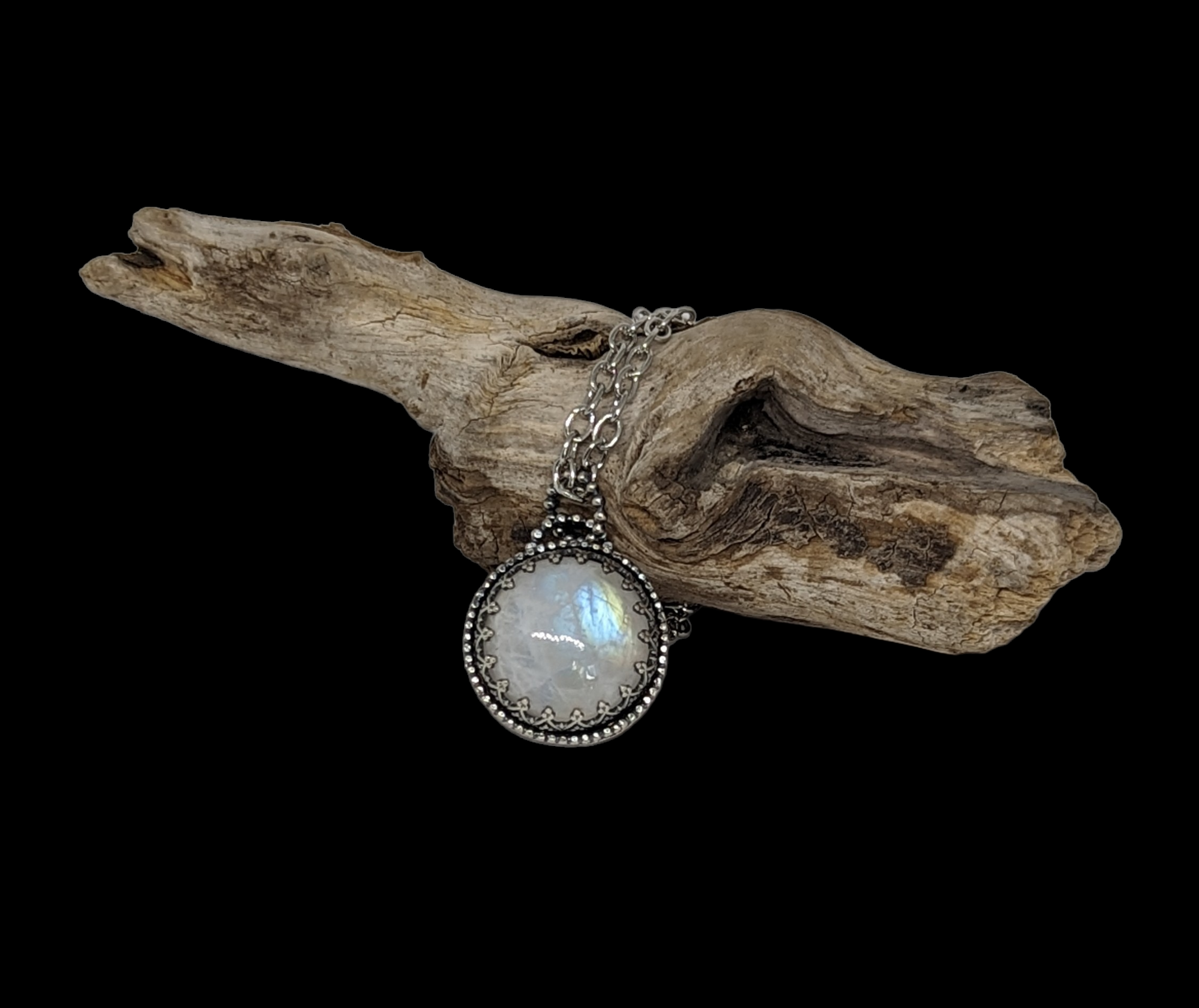 Rainbow moonstone in sterling silver