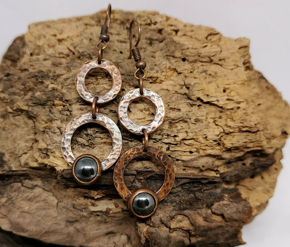 Thumbnail: Hematite and copper earrings.