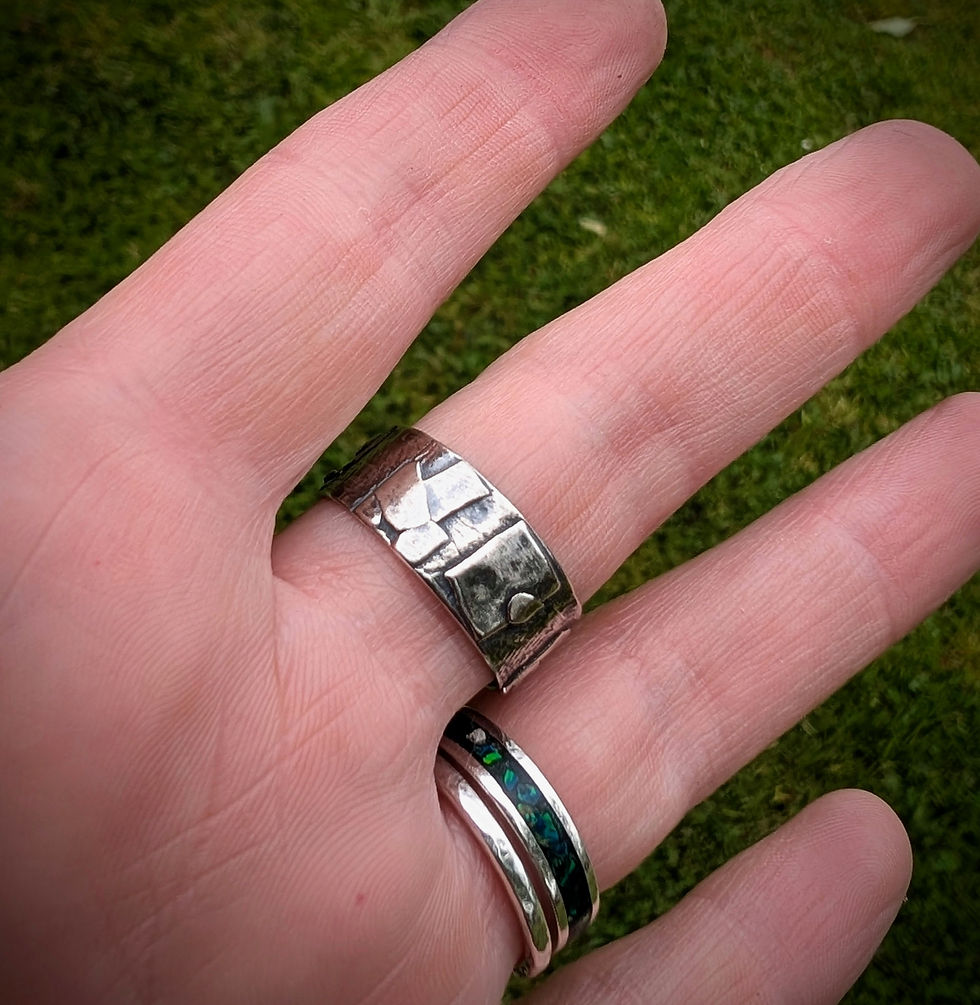 Thumbnail: Rustic sterling silver mens ring size U