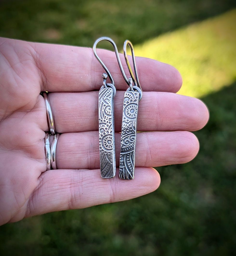 Thumbnail: Textured sterling silver earrings