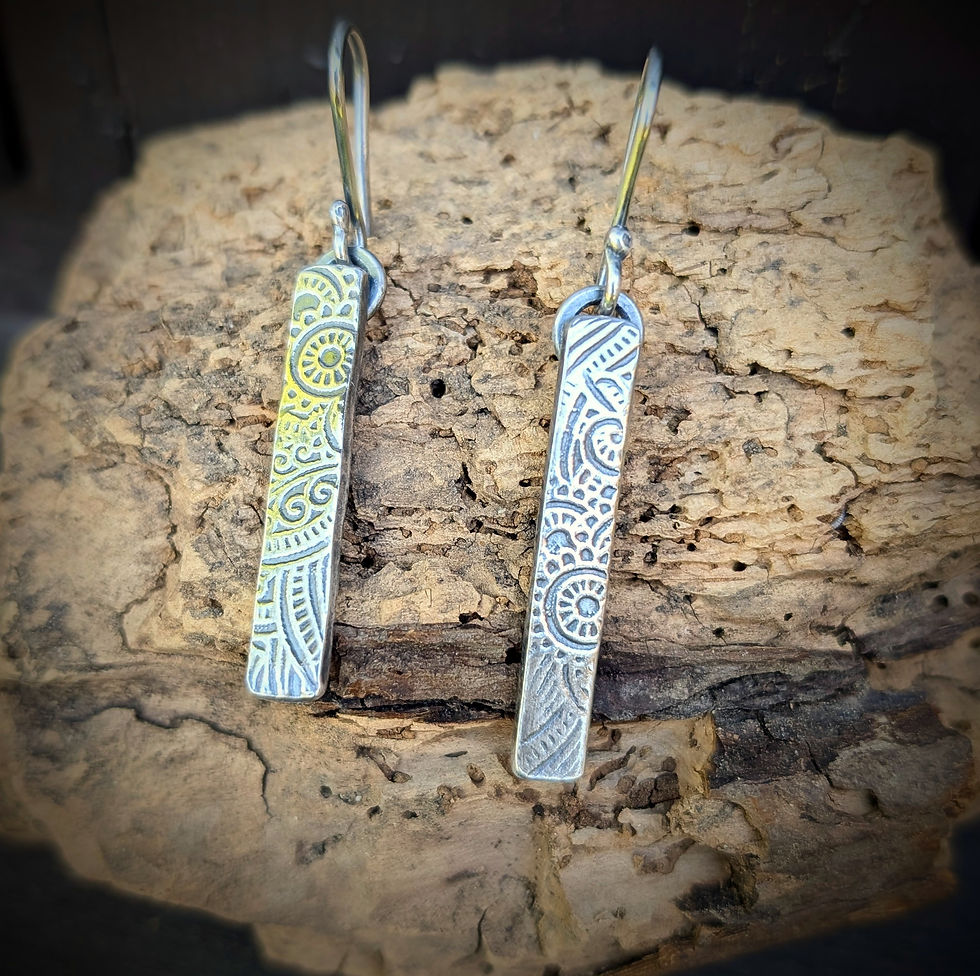 Thumbnail: Textured sterling silver earrings