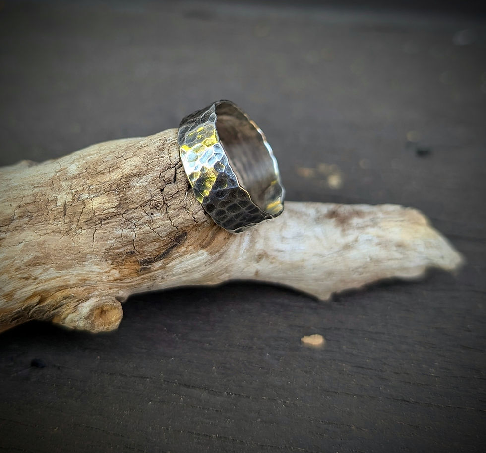Thumbnail: Sterling silver textured ring size M