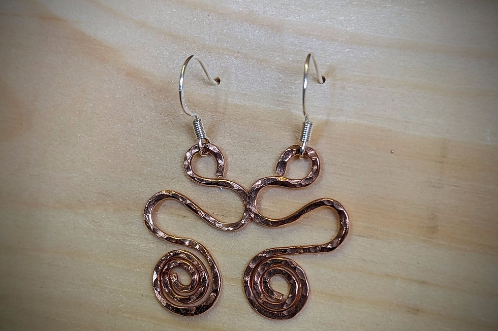 Thumbnail: Copper swirl earrings with sterling silver earrings wires 