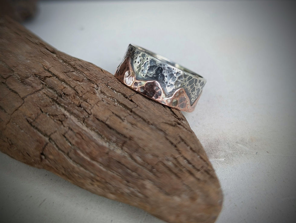 Thumbnail: Sterling silver with copper overlay mens ring size T