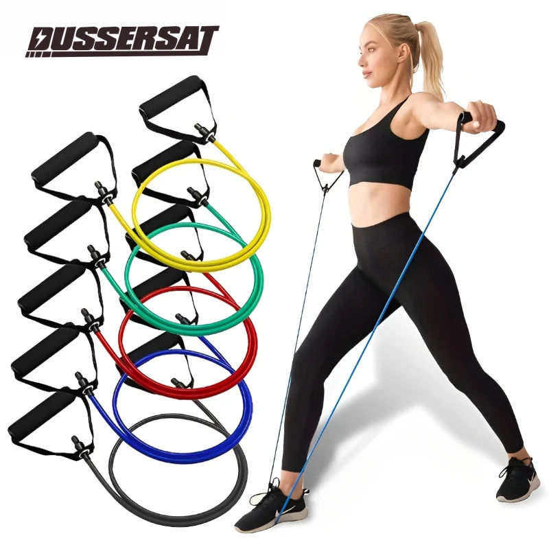 Resistance band with ergonomic foam handles for full-body strength training  Portable resistance band with handles 