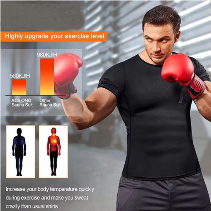 Thumbnail: Men's compression training shirt designed for gym workouts and strength training  Athlete wearing a lightweight compression w