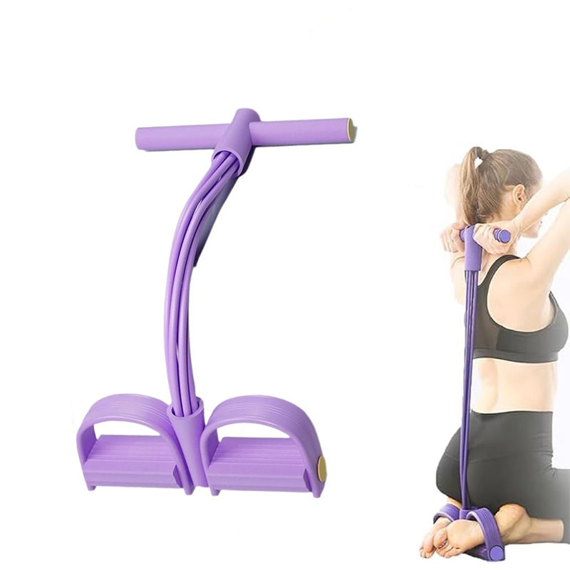 6-tube resistance band with ergonomic foam handles and foot pedals for full-body home workouts Portable resistance trainer w