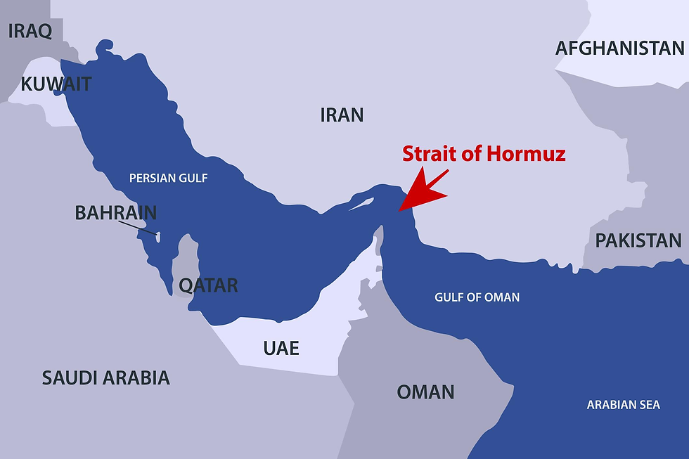 Global oil trade routes showing dependence on the Strait of Hormuz