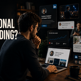 Professional working on personal branding through projects, social media and online content