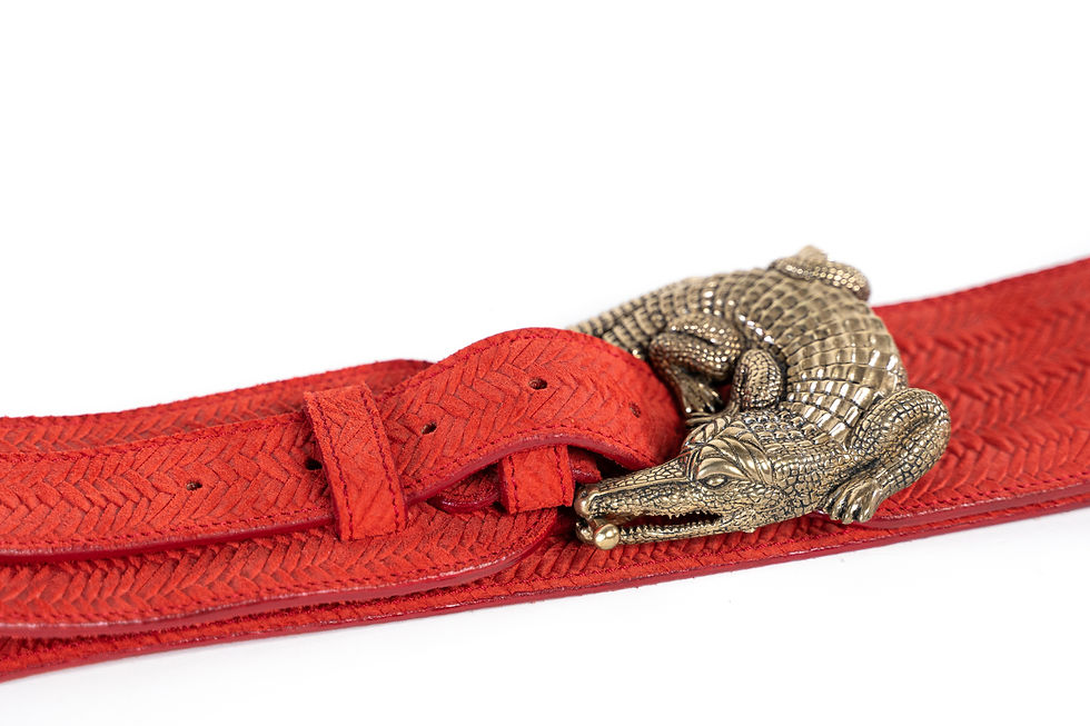 Thumbnail: Belt Crocodile In Interlaced Suede