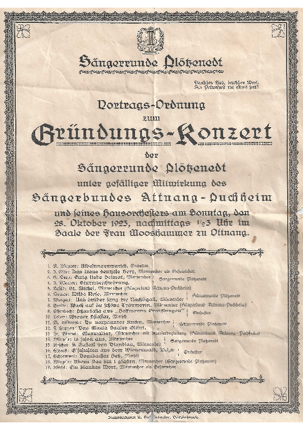 Plakat vom Gründungskonzert der