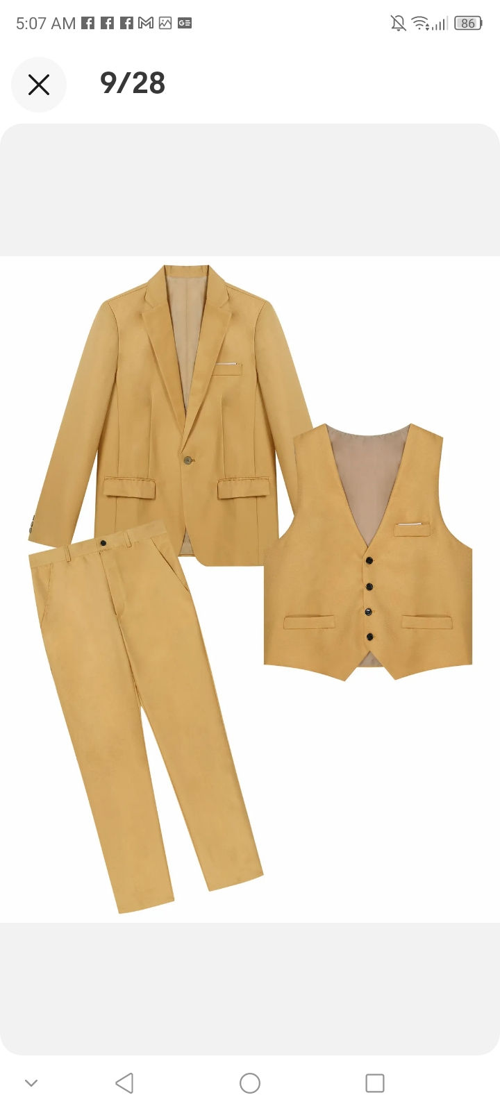 섬네일: Anzug Herren Slim Fit 3 Teilig Anzüge Modern Arbeit Herrenanzug Sakko Hose 65€