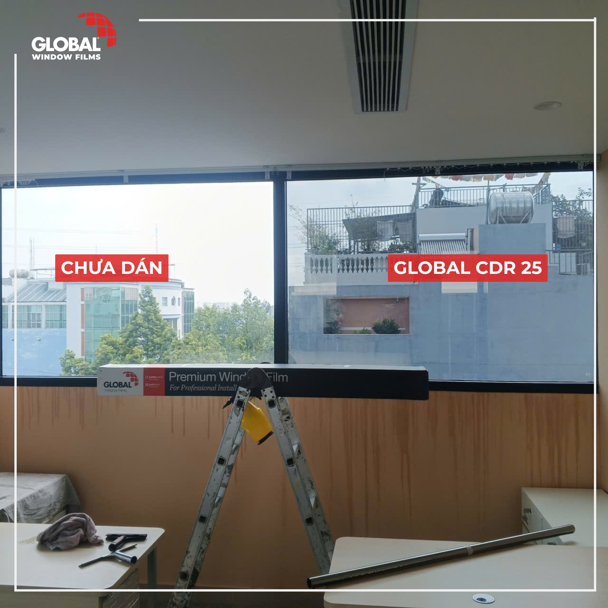 Dán kính văn phòng chống nắng nóng