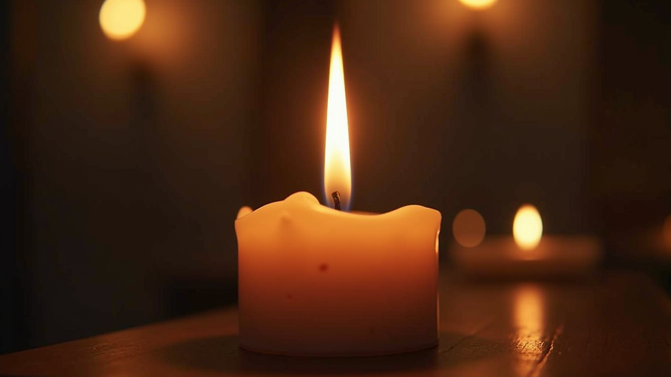 Close-up view of a candle flame burning steadily on an altar