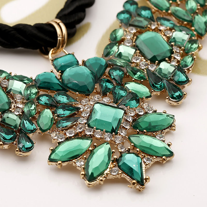Thumbnail: Gemstone Pendant Necklace Cotton woven rope