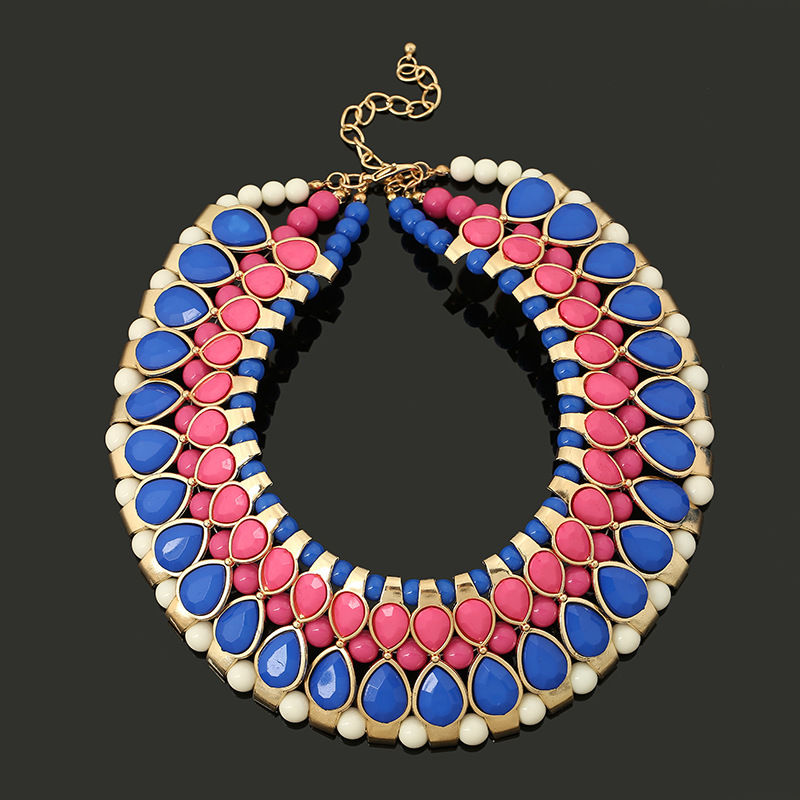 Thumbnail: Multi-layer crystal gemstone necklace