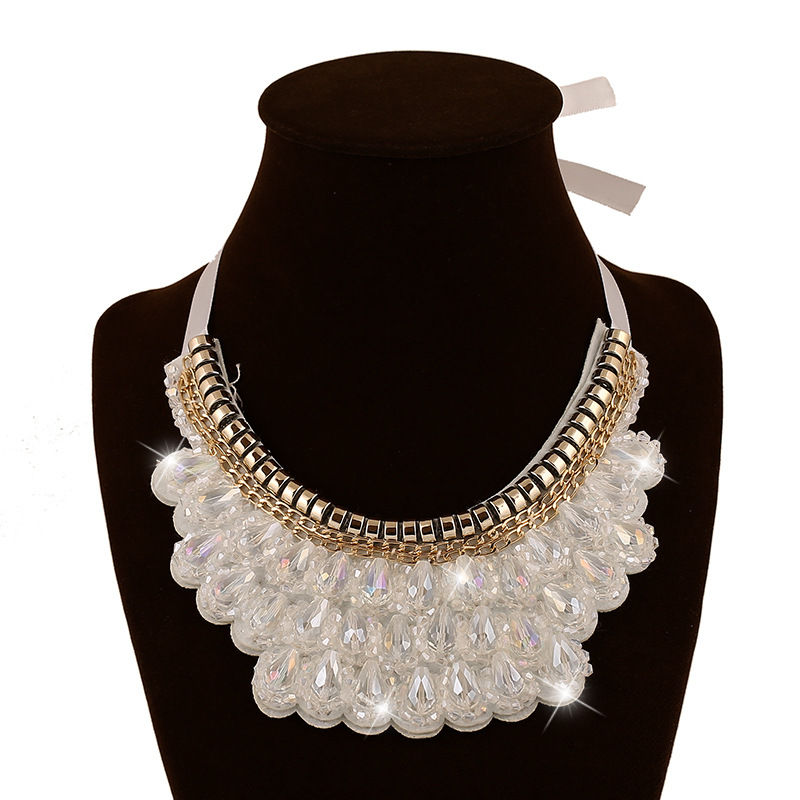 Thumbnail: exaggerated crystal false collar necklace for wome