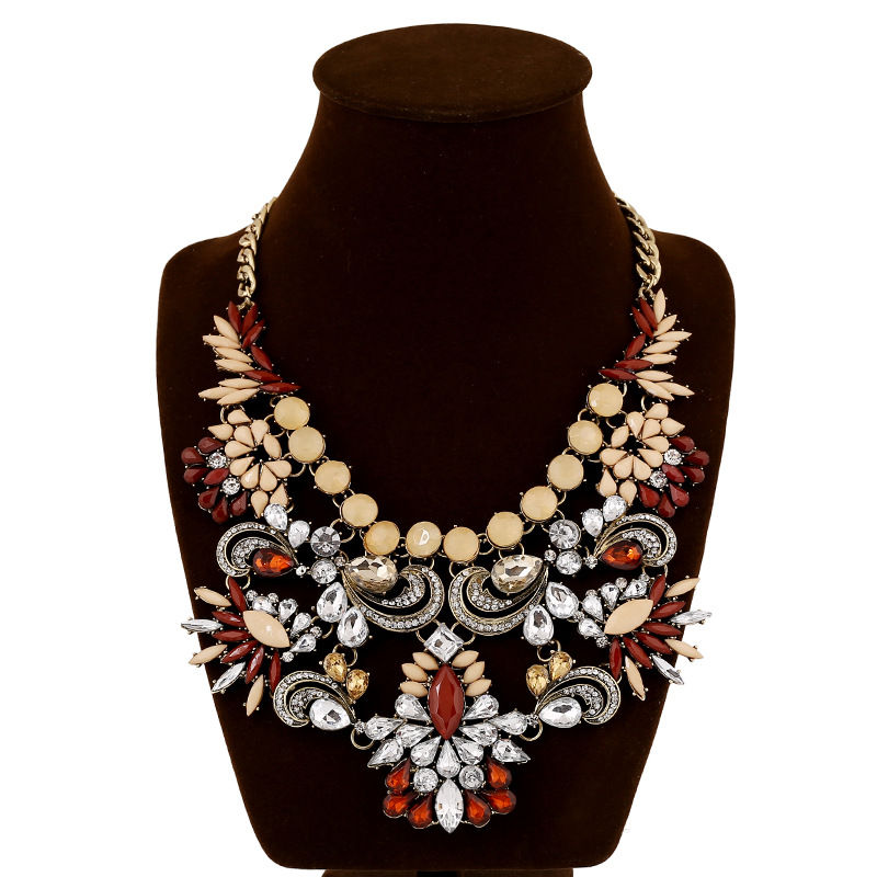 Thumbnail: jewelry exaggerated colorful gemstone necklace