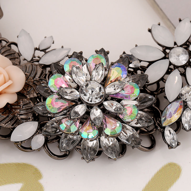 Thumbnail: big Colorful Crystal Flower pendant Necklace