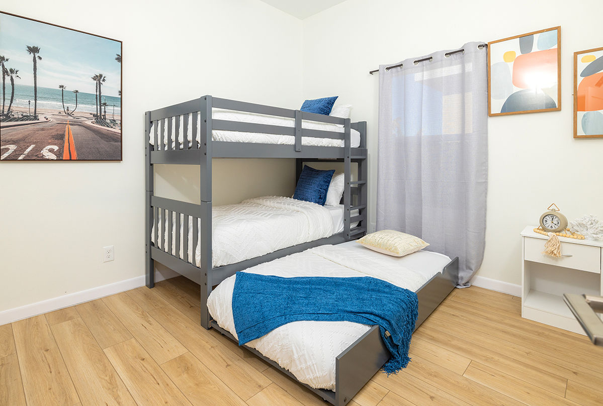 real estate photo taken of airbnb home showing bedroom in San Antonio