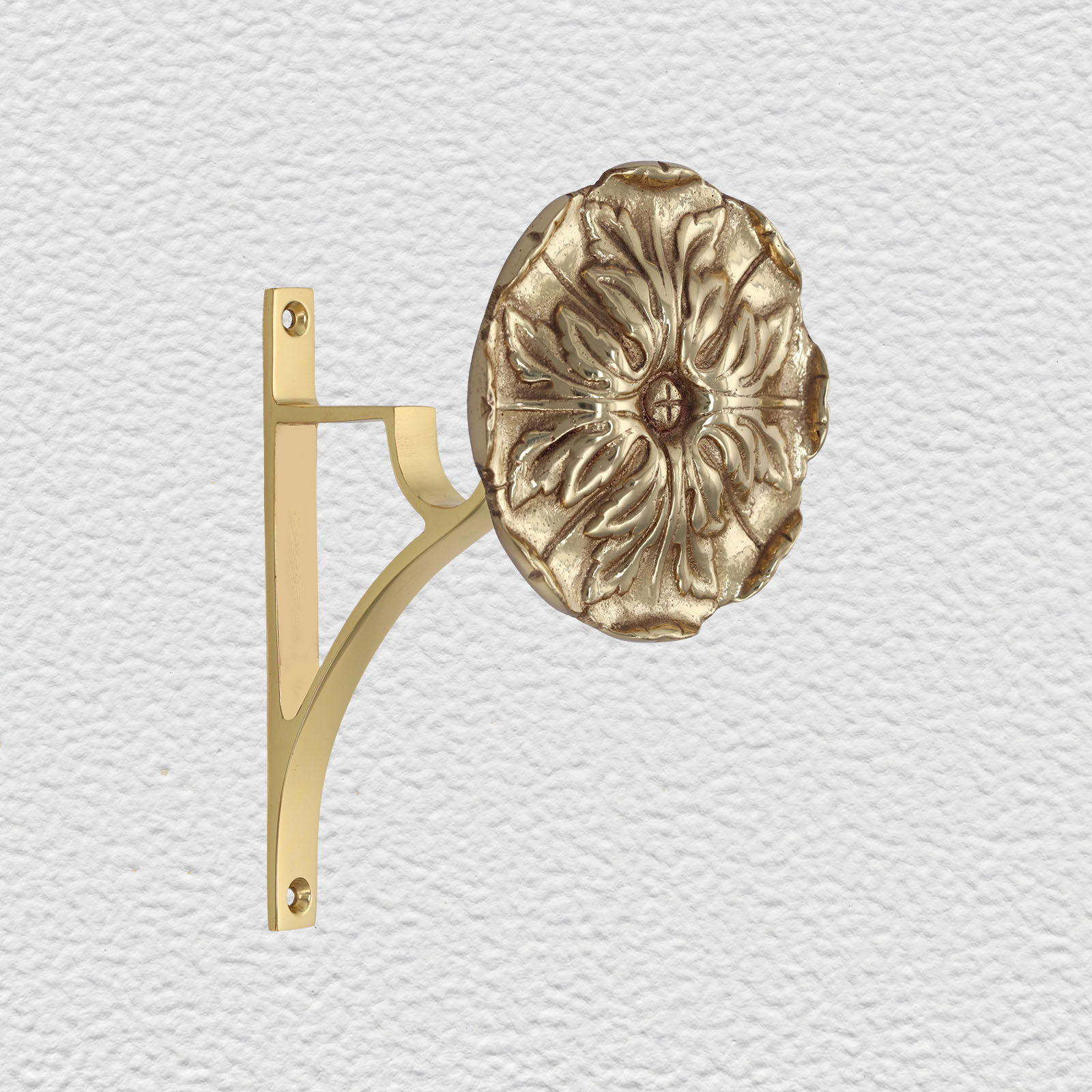 Domino Brass - Flower Curtain Rod End Bracket - Suits 19, 25, 32mm Tube