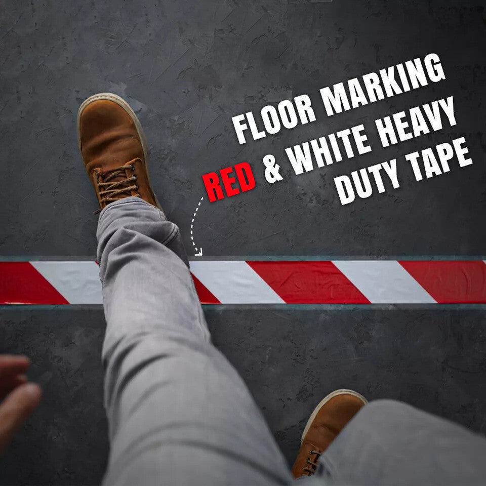 Thumbnail: Floor Tape Hazard Warning Tape 48mm x 33m Red & White Caution Barrier Tape