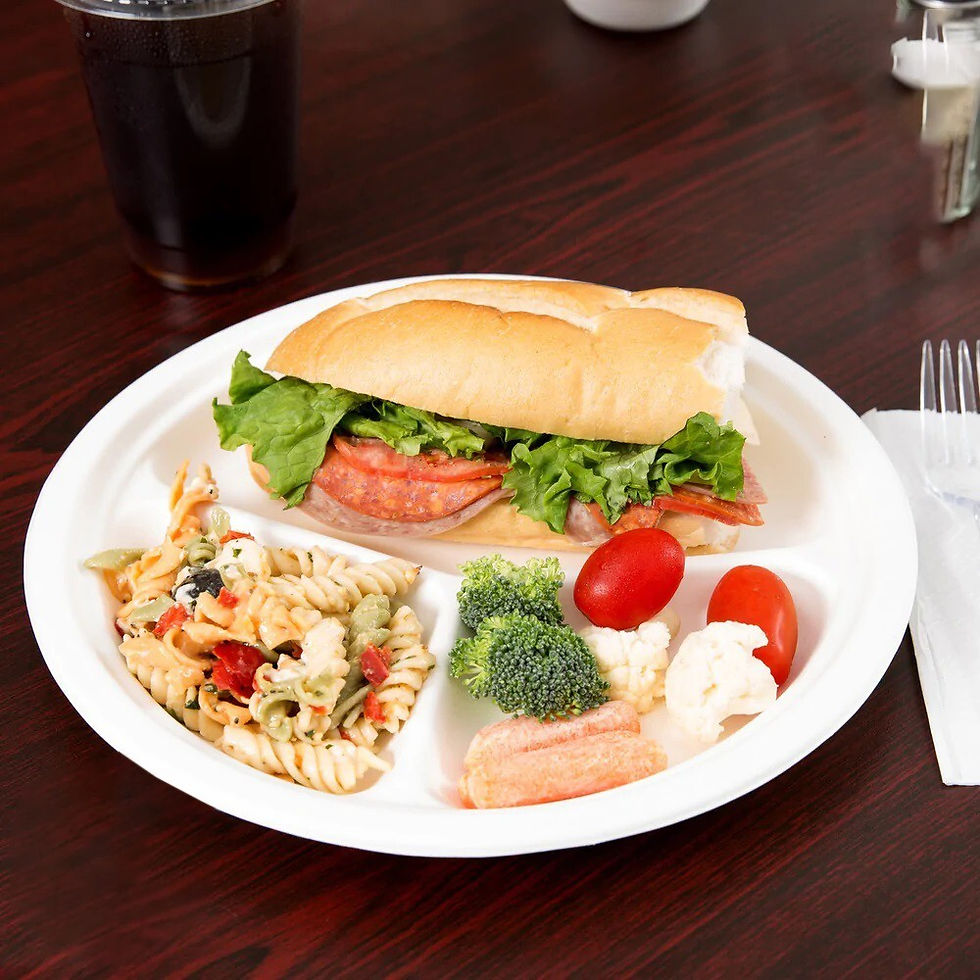 Thumbnail: 250 x Bagasse Section Plates 10" (26cm) Biodegradable White Compartment Plate