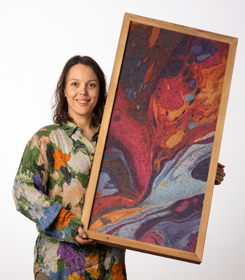 Miniaturebillede: Lyddæmpende akustik billede med valgfrit motiv 100x50 cm af genanvendt tekstil