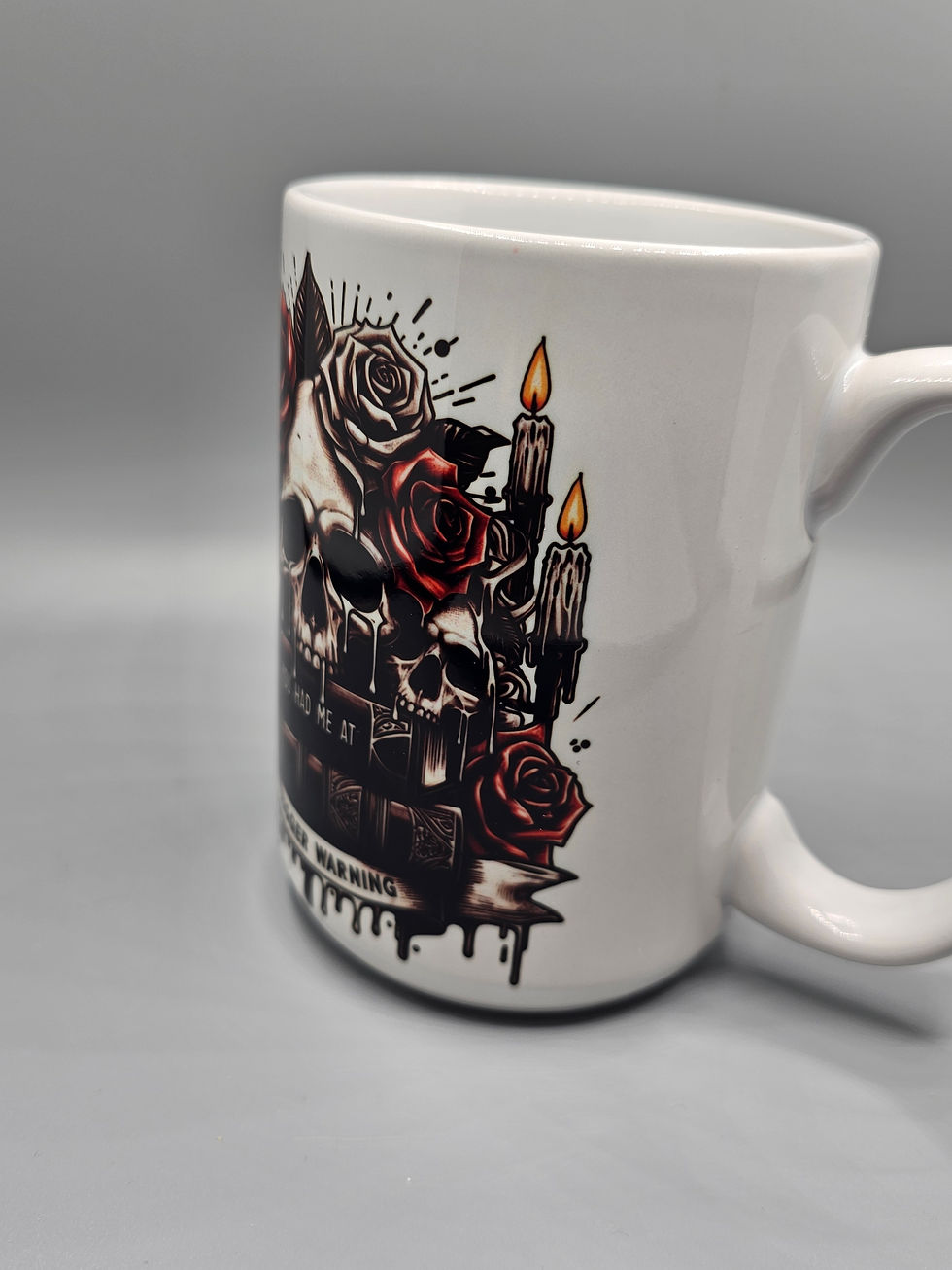 Thumbnail: Book lovers skull and roses coffee mug