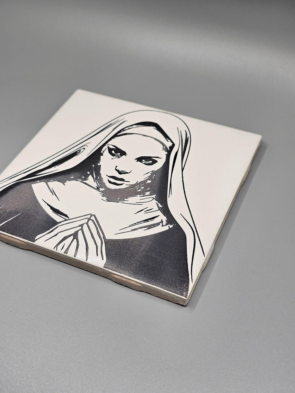 Thumbnail: Scary Nun Art Tile Coaster