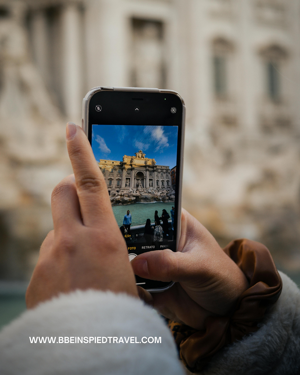 Someone taking a picture of the Trevi Fountain, Italy