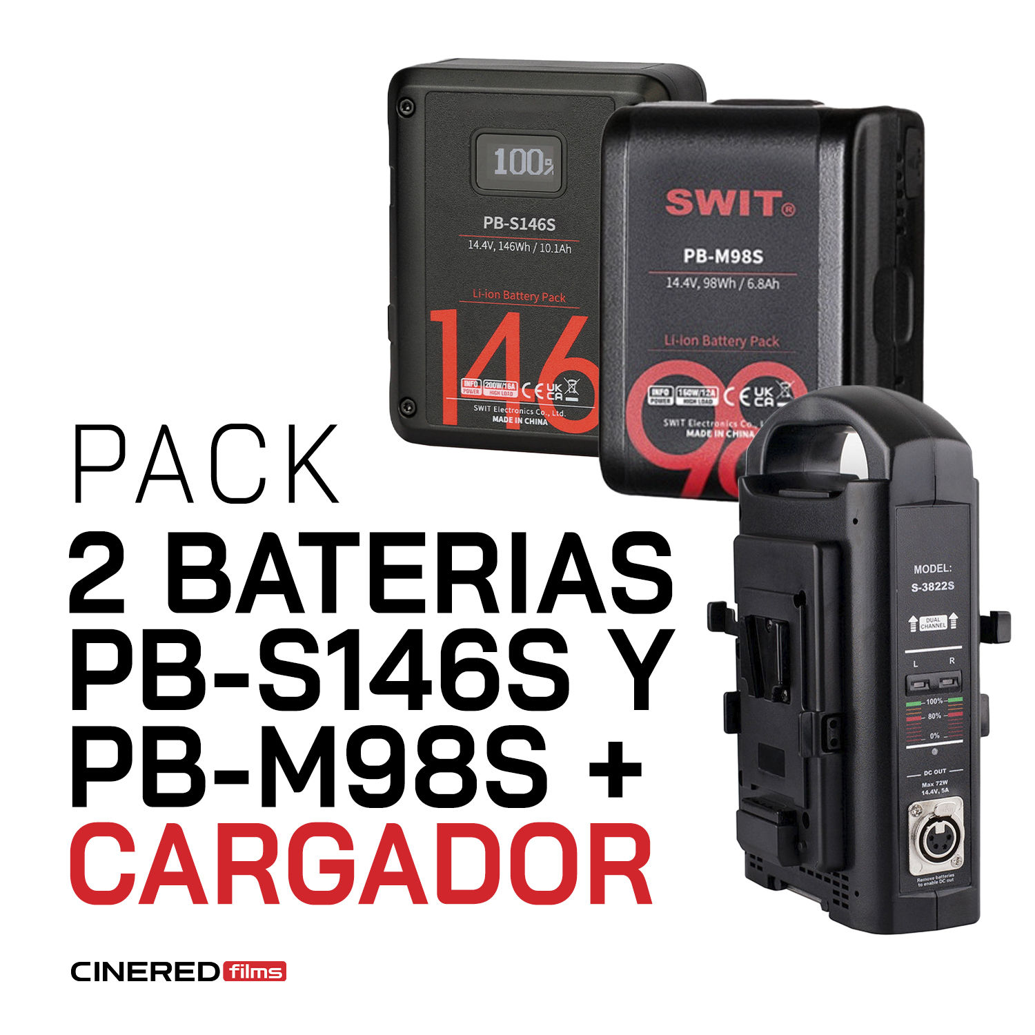 PACK - BATERIAS PB-S146S Y PB-M98S + CARGADOR