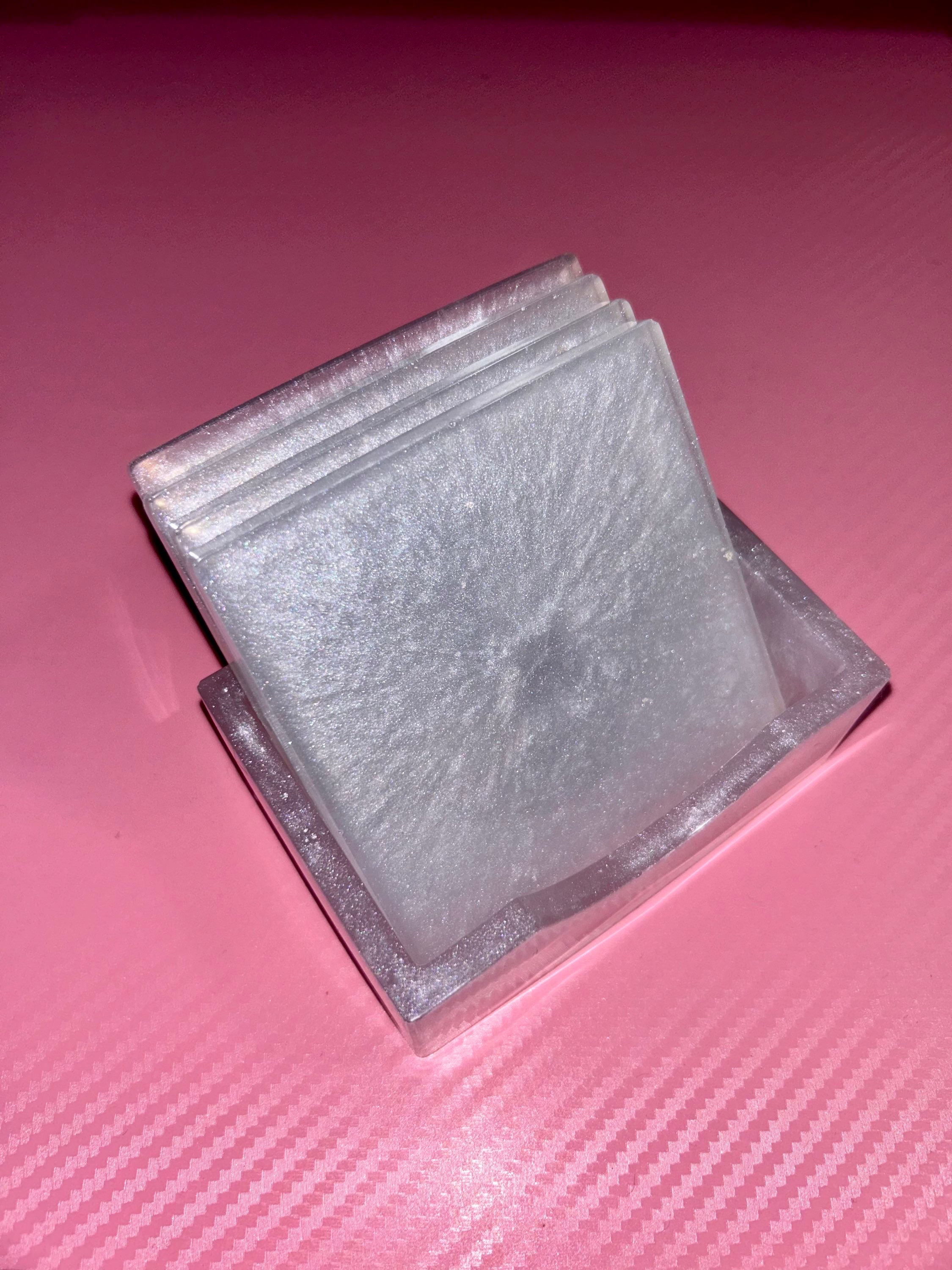 Square Coasters Silver 
