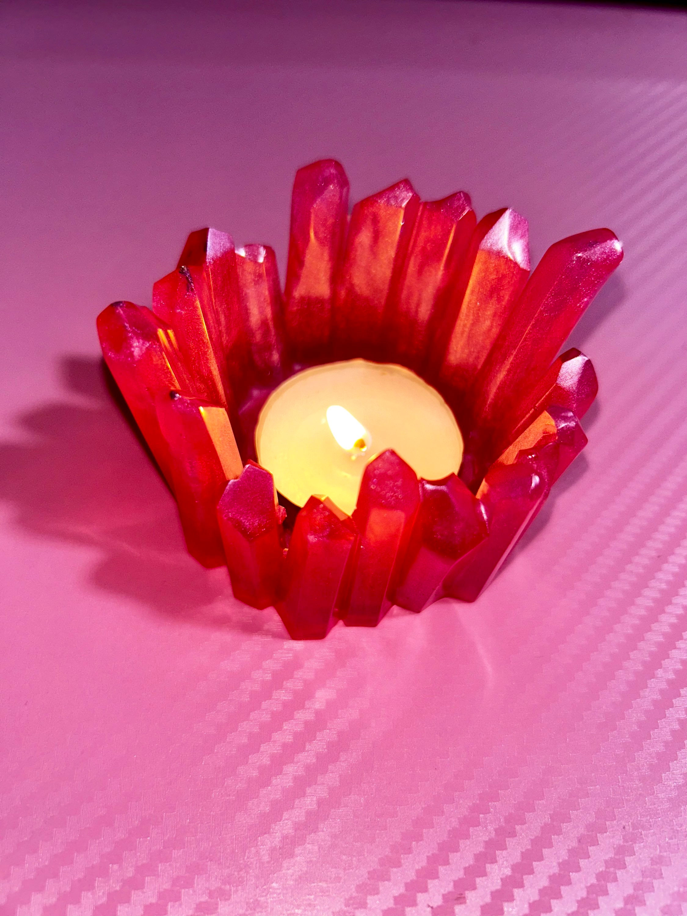 Candle Holder Crystal Red 