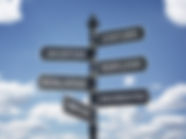 Crossroad signpost saying confused, uncertain, perplexed, bewildered, disoriented, unclear
