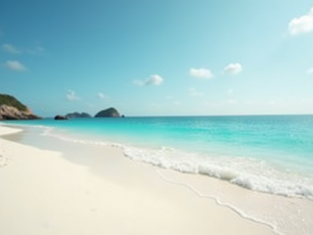 beach with white sand and crystal clear water