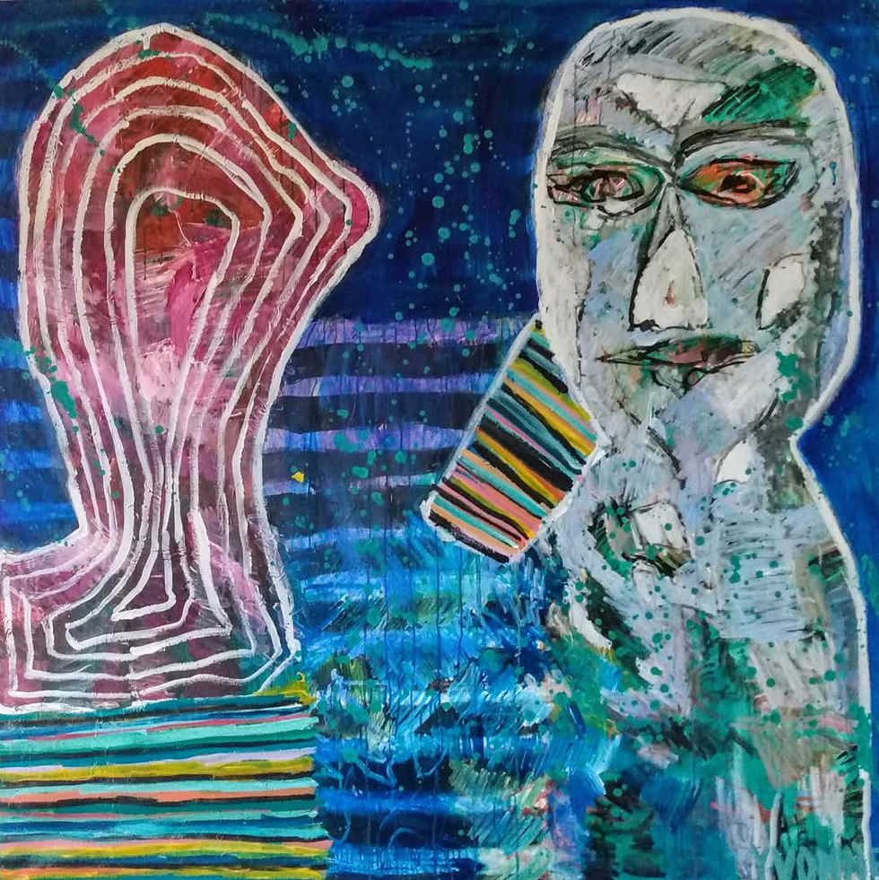 Maleri med pink dame