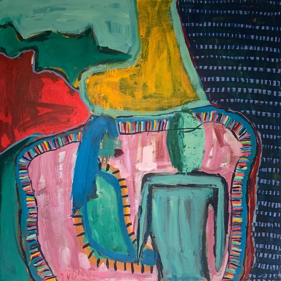 Maleri med kvinde og mand i sofa