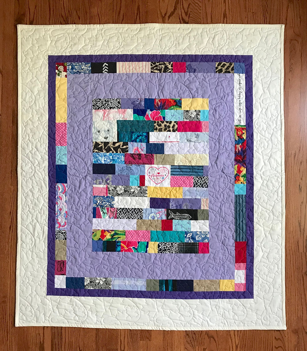 One of seven memory quilts
