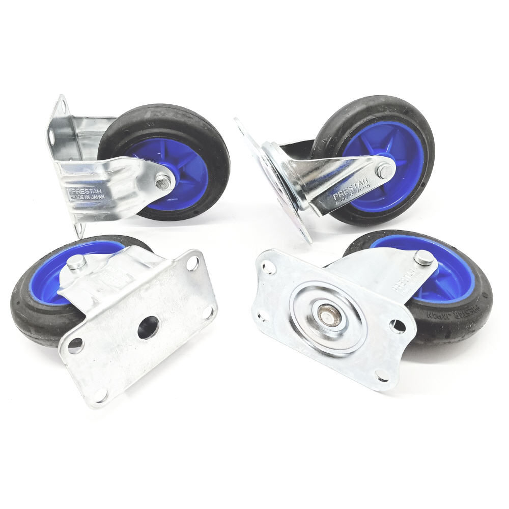 Prestar NB 4" 100MM Swivel Rigid Set Black Rubber Caster