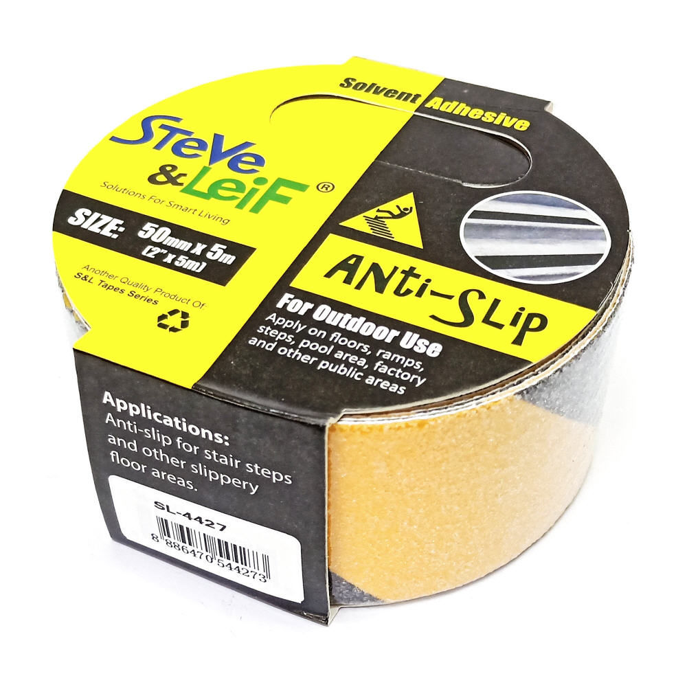 Steve & Leif Yellow/Black 50mmx5m Outdoor Anti-Slip Tape SL-4427