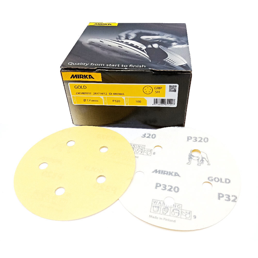 Mirka Gold Grip 5" (125mm) P320 5H 100 Pieces per box