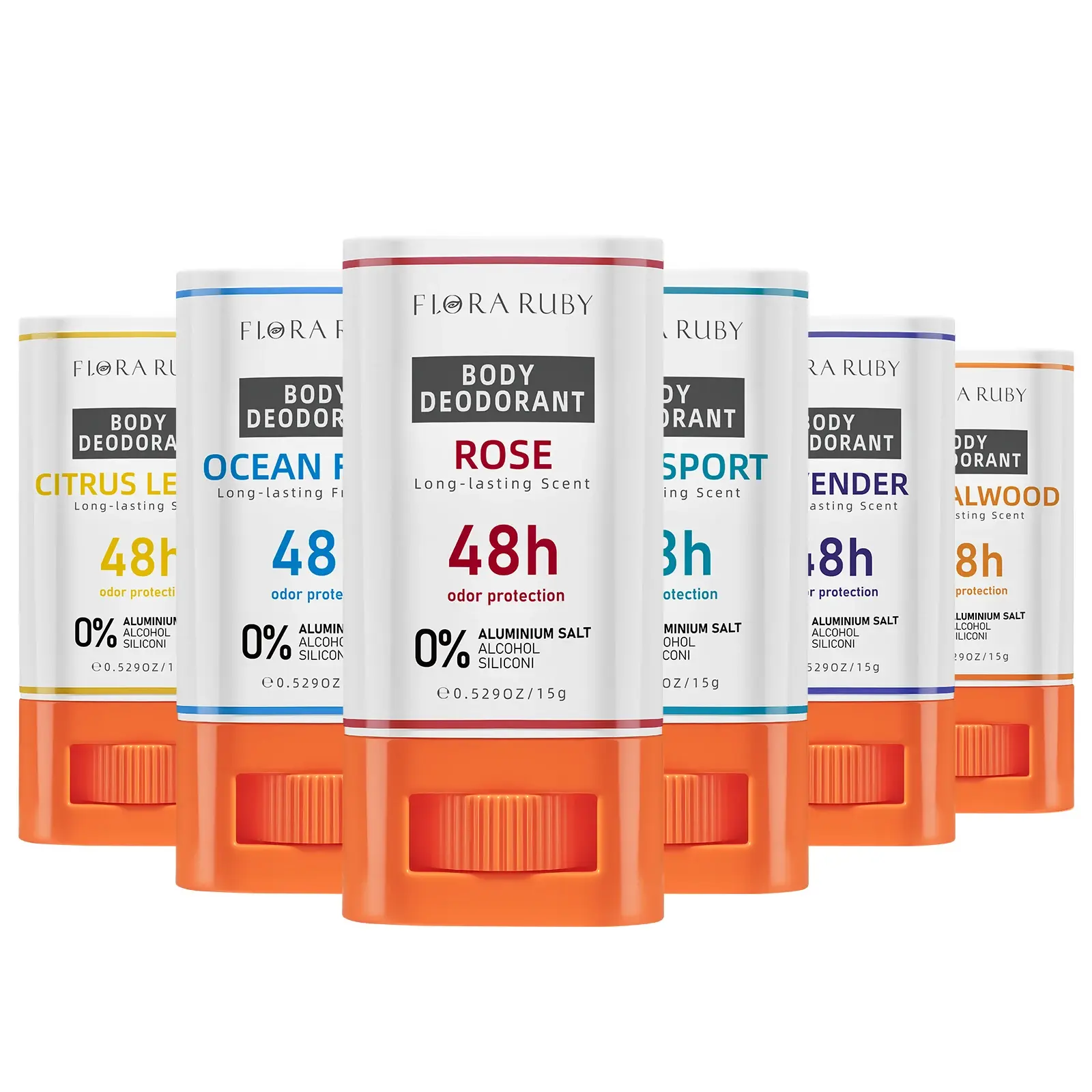 6-Piece Set Unisex Aluminum-Free Solid Deodorant Sticks 15g Each
