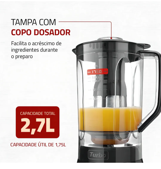 Miniatura: Liquidificador Mondial Turbo Full Black L-900w Preto 127v